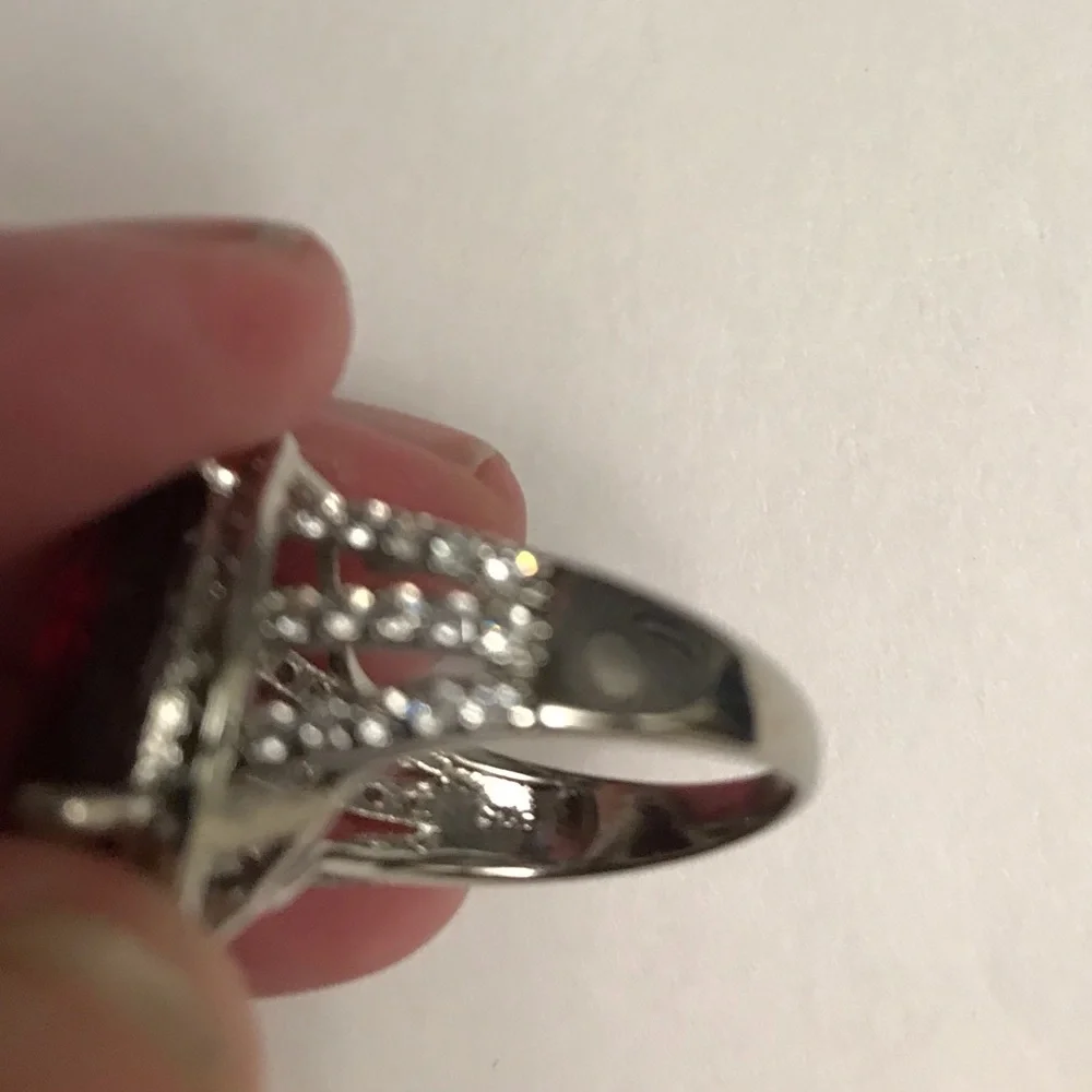 Garnet Stamped 925 Sterling Silver Ring